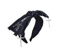 Bandeau élégant en cuir sombre avec nœud papillon pour femmes gothique punk streetwear accessoires de cheveux