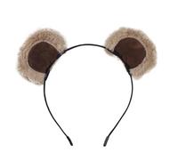 Bandeau élégant en forme d'animal - Imprimé léopard en peluche, bande élastique extensible en éponge, ensemble d'oreilles mignonnes amovibles, lavable en machine avec tissu à séchage rapide, parfait