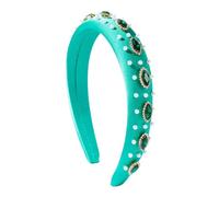 Bandeau élégant et large en perles pour femmes, accessoire de cheveux en cristal coloré en forme de larme
