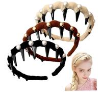 Bandeau élevé Cranium 3pcs Bandons sans glissement vintage avec perles de perles Hoops avec dents pour femmes filles portent quotidien