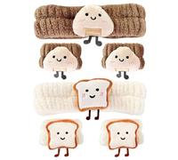 Bandeau En 2 Pièces Et Bracelet En 4 Pièces, Bandeau De Dessin Animé Mignon, Bracelet Absorbant L'Eau, Adapté Au Lavage Du Visage, Aux Soins De La Peau Et Au Maquillage.