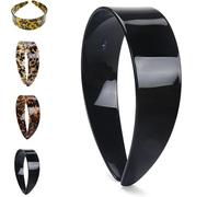 Bandeau en acétate de qualité supérieure avec dents - Large motif léopard - Antidérapant, sans maux de tête - Confortable - Pour le bureau et le style (A)