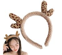 Bandeau en bois pour femmes, bandeau en bois de cerf - Cerceau de cheveux léopard de maquillage,Bandeau en bois de noël, accessoires de cabine Photo de vacances pour adultes et