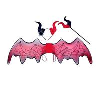 Bandeau en corne de diable rouge avec ailes de chauve-souris - Accessoires de costume légers et réglables pour Halloween, cosplay, fêtes à thème | Matériau sûr sans latex pour adultes et adolescents |