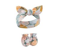 Bandeau en coton doux et respirant pour bébé - Accessoires pour cheveux extensibles avec gants pour nouveau-nés filles et nourrissons de 0 à 12 mois