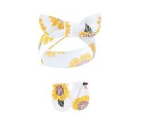 Bandeau en coton doux et respirant pour bébé - Accessoires pour cheveux extensibles avec gants pour nouveau-nés filles et nourrissons de 0 à 12 mois