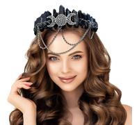 Bandeau en cristal 1pc, couronne en cristal avec lune et décor de chaînes, casque de déesse pour la photographie fête du festival des femmes ..