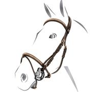 Bandeau en cuir anglais avec clincher en or rose sans rênes Equestro