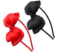 Bandeau en dentelle avec nœud en ruban pour cheveux - Pour filles et enfants (noir + rouge)