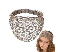 Bandeau En Dentelle - Bandeau En Dentelle À Tête De Perle Florale Perlée, Large | Bandeaux Élastiques Boho Femmes,Coiffure Mariage, Voyage, Usage Quotidien, Fête De Vacances, Accessoire De Mariée,