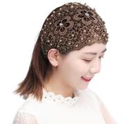 Bandeau en dentelle, bandeau en perles de dentelle | Larges bandeaux élastiques en dentelle de perles florales - Coiffe bohème pour femmes et filles, foulard pour cheveux pour le yoga, l'entraînement,