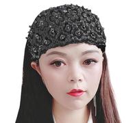 Bandeau en dentelle, bandeau large en dentelle, Larges bandeaux élastiques en dentelle de perles florales, Coiffe bohème pour femmes et filles, foulard pour cheveux pour le yoga, l'entraînement, la co