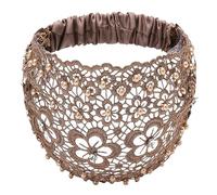 Bandeau en dentelle florale - Bandeau en dentelle, bandeau élastique creux en dentelle florale avec perles | Accessoires pour cheveux pour femmes et filles, foulard élégant pour les sports de yoga, de