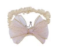 Bandeau en dentelle pour bébé de 0 à 3 ans, turban, élastique, avec nœuds et couronne, convient aux nouveau-nés, tout-petits, baptêmes, fêtes, photographie, rose