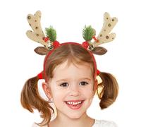 Bandeau en forme de bois de cerf de Noël à paillettes avec petites clochettes - Bandeau court et long pour adultes - Tendance - Pour la scène et les soirées