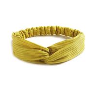 Bandeau en forme de croix pour femme - Bandeau bohème croisé - Bandeau élastique - Accessoire de cheveux en tissu pour femme - Sport - Yoga - Jaune B