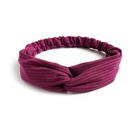 Bandeau en forme de croix pour femme - Bandeau bohème croisé - Bandeau élastique - Accessoire de cheveux en tissu pour femme - Sport - Yoga - Rouge rose A