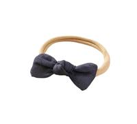 Bandeau en lin avec mini nœuds pour bébé - Accessoires pour cheveux de nouveau-né - Bande élastique en nylon - Fait à la main - Bleu