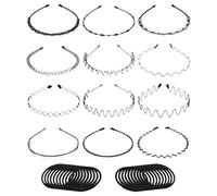 Bandeau en métal pour homme, unisexe, ondulé, unisexe, bandeau de sport antidérapant avec 20 élastiques pour cheveux pour homme et femme