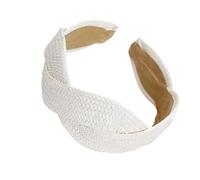 Bandeau en Paille Naturelle Tissée Large Bande Élastique Accessoire Cheveux Respirant Unisexe Ornement de Cheveux pour Activité de Plein Air Design Tressé Large Bandeau