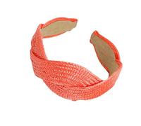 Bandeau en paille naturelle tissée large bande élastique accessoire cheveux respirant unisexe ornement pour activités de plein air Ton uni