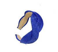 Bandeau en paille naturelle tissée large bande élastique accessoire cheveux respirant unisexe ornement pour activités de plein air Ton uni