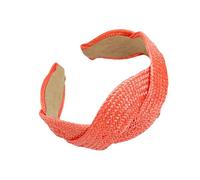 Bandeau en paille naturelle tissée large bande élastique accessoire pour cheveux respirant unisexe ornement pour activités de plein air couleur unie tendance