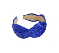 Bandeau en paille naturelle tissée large bande élastique accessoire pour cheveux respirant unisexe ornement de cheveux pour activités de plein air couleur unie tendance