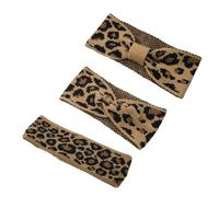 Bandeau en peluche avec imprimé léopard élégant nœud papillon doublure épaisse pour maquillage décontracté vêtements d'hiver chauffe-oreilles sport
