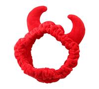 Bandeau en peluche cornes de bœuf rouge pour maquillage, douche, lavage du visage, bandeau de cheveux pour femme et fille, festival amusant, fête du Nouvel An, bandana turban