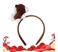 Bandeau en peluche douce pour cheval - 21,6 cm - Bandeau animal - Bandeau du Nouvel An chinois - Bandeau amusant pour cosplay | Pour fêtes à thème, performance sur scène, photos de famille et courte