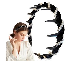 Bandeau en perles pour filles - Coiffe antidérapante pour femmes et filles | Accessoire de cheveux de style vague avec peigne à dents | Coiffe élégante en perles pour un usage quotidien, mariages