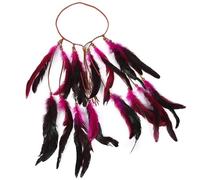 Bandeau En Plumes Bohème, Asudaro Cheveux Indiens, Accessoires Bal Promo, Costume Cosplay, Bandeau Bohème Pour Femmes Et Filles - Rose Red