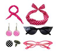 Bandeau en pointillé en pointillé-rockabilly bande de cheveux avec boucles d'oreilles, ensemble de mode de pin-up classique | Retro-Chiffon Range, Lunettes de soleil pour les yeux pour le cosplay, l'a