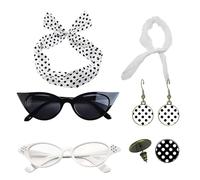 Bandeau en pointillé en pointillé-rockabilly bande de cheveux avec boucles d'oreilles, ensemble de mode de pin-up classique | Retro-Chiffon Range, Lunettes de soleil pour les yeux pour le cosplay, l'a