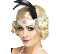Bandeau En Satin Avec Plume Great GATSBY Années 20 Robe Fantaisie Pour Femmes