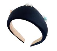Bandeau en tissu doux avec perles pour femme - Motif tête de mort - Large - Pour une coiffure élégante - Bandeau assorti
