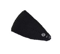 Bandeau en Tricot Extensible avec Fermeture à Deux, Black | Large couverture, construction en tricot extensible, contrôle des cheveux sur le devant pour le lavage du visage