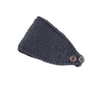 Bandeau en Tricot Extensible avec Fermeture à Deux, Dark Grey | Large couverture, construction en tricot extensible, contrôle des cheveux sur le devant pour le lavage du visage