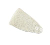 Bandeau en Tricot Extensible avec Fermeture à Deux, Milky White | Large couverture, construction en tricot extensible, contrôle des cheveux sur le devant pour le lavage du visage