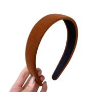 Bandeau en velours pour femme - Large bandeau d'été - Antidérapant - Éponge en velours épais - Pour femme et fille - 1 pièce - Café