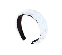 Bandeau en velours simple et large avec épingle à cheveux torsadée (blanc)