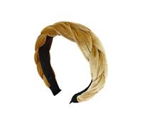 Bandeau en velours simple et large avec épingle à cheveux torsadée (jaune)