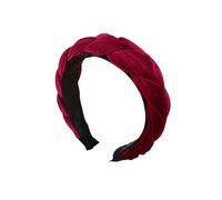 Bandeau en velours simple et large avec épingle à cheveux torsadée (rouge)