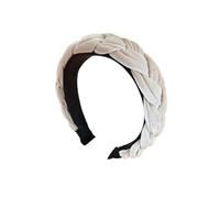 Bandeau en velours simple et large avec épingle à cheveux tressée (beige)