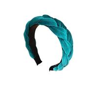 Bandeau en velours simple et large avec épingle à cheveux tressée - Bleu B