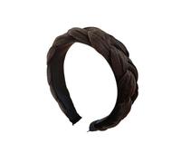 Bandeau en velours simple et large avec épingle à cheveux tressée torsadée (café)