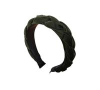 Bandeau en velours simple et large avec épingle à cheveux tressée - Vert A