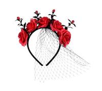 Bandeau en voile de d'Halloween, bandeau avec couronne de fleurs d'Halloween,Halloween Couronne Bandeau Fleur Cheveux Cerceau - Casque floral gothique, accessoire de cheveux cosplay pour fil