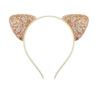 Bandeau enfant oreilles de chat dessin animé couleur bonbon paillettes oignon épingle cheveux mignonne accessoires pour fille (Gold, One Size)